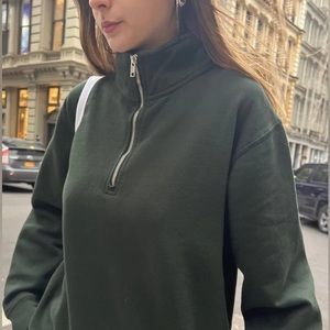 Brandy Melville Missy Dark Green Quarter Zip Up